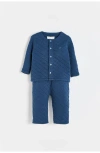 Babycottons Kids'  Mat 0 Cardigan And Pants Set  For Infant In Blue