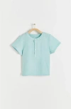 Babycottons Monet Mandarin Collar Short Sleeve Shirt In Blue