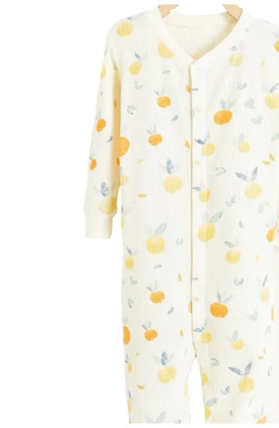 Babycottons Nature Waffle Snug Footie Pajamas In Off White
