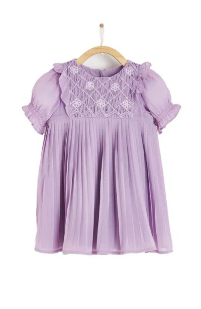 Babycottons Poppy Pleated Dress In Purple