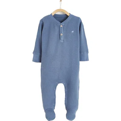 Babycottons Kids'  Premium Cotton Waffle Footed Playsuit For Infant In Blue