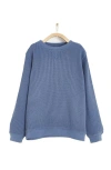 Babycottons Premium Cotton Waffle Round Neck Long Sleeve Top For Infant In Blue