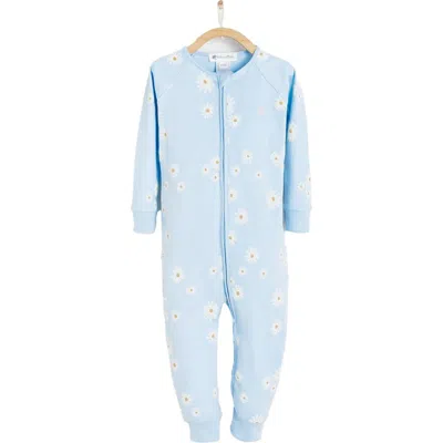 Babycottons Rita Zip One-piece Snug Pajamas In Blue