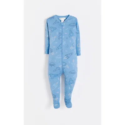 Babycottons Skyward Snug Zip Footed Pajama For Infant In Blue