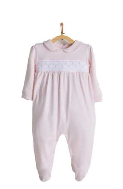 Babycottons Smock Pima Footed Playsuit In Pink