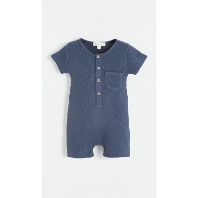 Babycottons Kids'  Waffle Short Romper For Infant In Blue