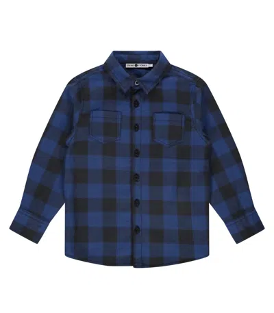 Babyface Kids' Boy's Grid Plaid Long Sleeves Shirt In Blue/black