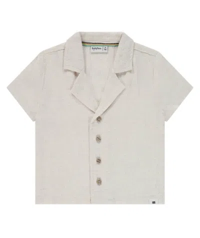 Babyface Kids' Boy's Soft Linen Baby Short Sleeve Shirt In Stone In White