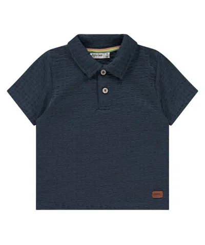 Babyface Kids' Boy's Textured Short Sleeve Polo In Heavy Blue
