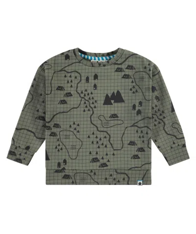 Babyface Kids' Boys' Camp Map Crewneck Sweatshirt In Light Army In Green