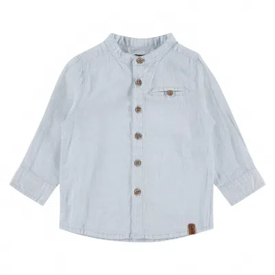 Babyface Kids' Boys' Mao Collar Chambray Polo Shirt In Sea Blue