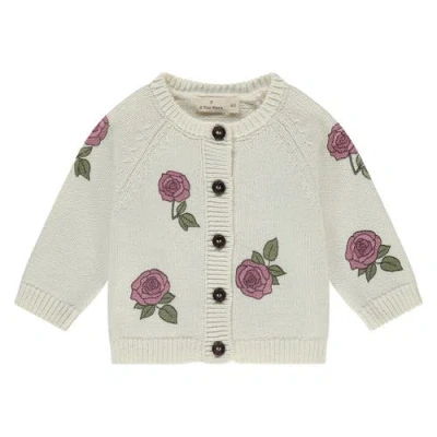 Babyface Floral Applique Cardigan In Neutral