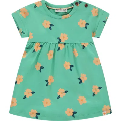 Babyface Floral Print Short Sleeve Dress In Green