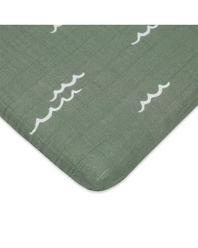 Babyletto All Stages Bassinet Sheet In Gots Certified Organic Muslin Cotton In Green