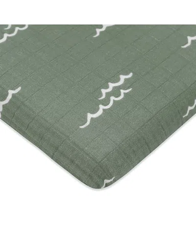 Babyletto All Stages Midi Crib Sheet In Gots Certified Organic Muslin Cotton In Green