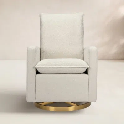 Babyletto Cali Pillowback Swivel Glider In Ivory Boucle,gold Base