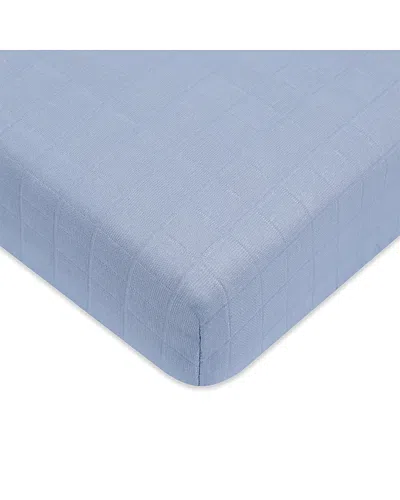 Babyletto Crib Sheet In Gots Certified Organic Muslin Cotton In Blue