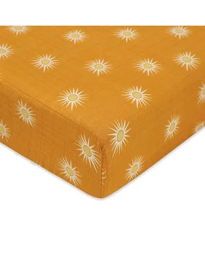Babyletto Crib Sheet In Gots Certified Organic Muslin Cotton In Orange