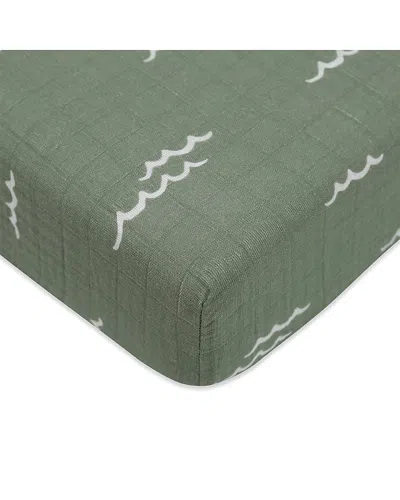 Babyletto Crib Sheet In Gots Certified Organic Muslin Cotton In Ocean Waves