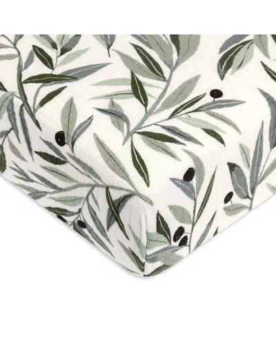 Babyletto Crib Sheet In Gots Certified Organic Muslin Cotton In Olive Branches