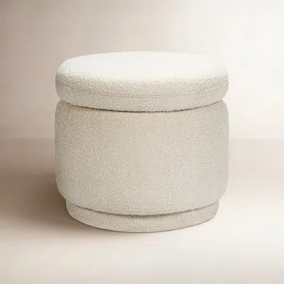 Babyletto Enoki 21" Wide Round Storage Ottoman With Storage In White
