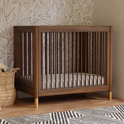 Babyletto Gelato 4-in-1 Mini Convertible Crib In Natural Walnut,gold