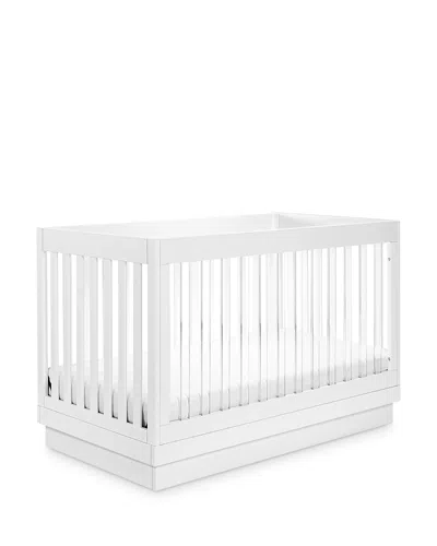 Babyletto Harlow Acrylic 3-in-1 Convertible Crib In White With White Base And Acrylic Slats