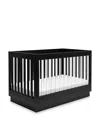 Babyletto Harlow Acrylic 3-in-1 Convertible Crib With Toddler Bed Conversion Kit In Black With Black Base And Acrylic Slats