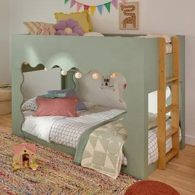Babyletto Lido Wave Convertible Low-profile Bunk Bed In Green