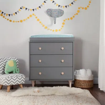 Babyletto Lolly 3 Drawer Changing Table In Black,washed Natural