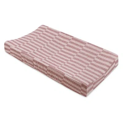 Babyletto Maroon Stripe Quilted Muslin Changing Pad Cover In Red