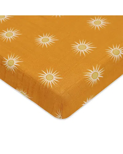 Babyletto Mini Crib Sheet In Gots Certified Organic Muslin Cotton In Orange