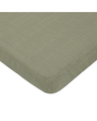 Babyletto Mini Crib Sheet In Gots Certified Organic Muslin Cotton In Green