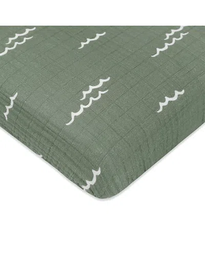 Babyletto Mini Crib Sheet In Gots Certified Organic Muslin Cotton In Ocean Waves
