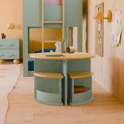 Babyletto Nessa Nesting Play Table In Light Sage And Honey