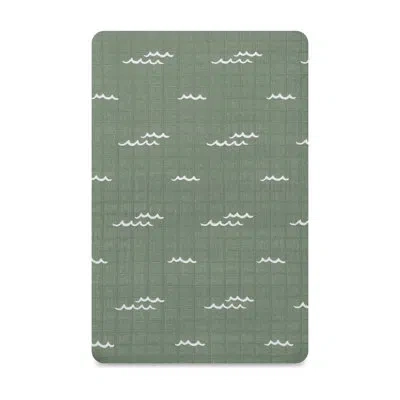 Babyletto Ocean Waves Muslin All-stages Bassinet Sheet In Green