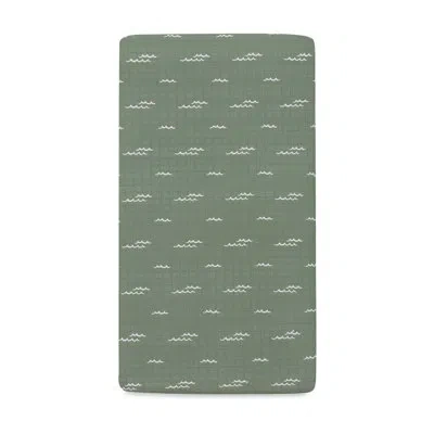 Babyletto Ocean Waves Muslin Crib Sheet In Green