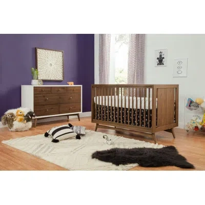 Babyletto Peggy Convertible Standard Nursery Furniture Set In Natural Walnut