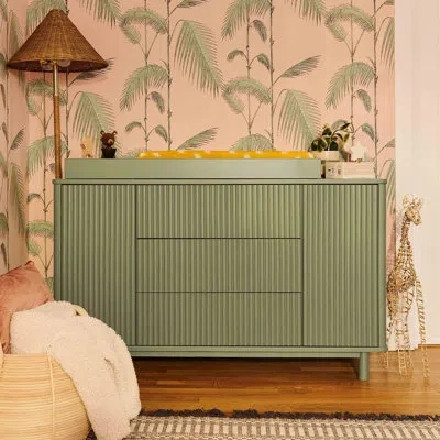 Babyletto Pogo Tambour Assembled Dresser In Olive