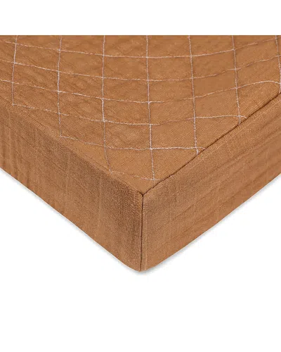Babyletto Quilted Changing Pad Cover In Gots Certified Organic Muslin Cotton In Brown