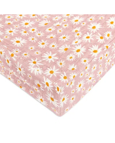 Babyletto Quilted Changing Pad Cover In Gots Certified Organic Muslin Cotton In Daisy