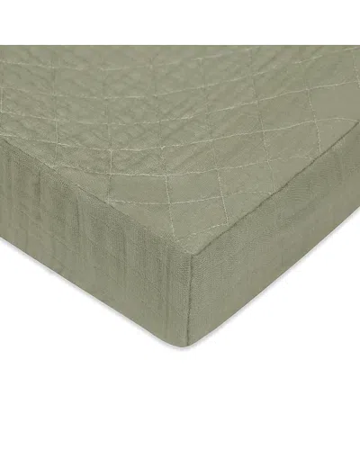 Babyletto Quilted Changing Pad Cover In Gots Certified Organic Muslin Cotton In Matcha