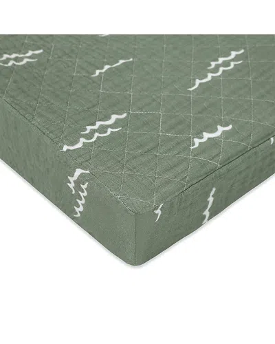 Babyletto Quilted Changing Pad Cover In Gots Certified Organic Muslin Cotton In Green