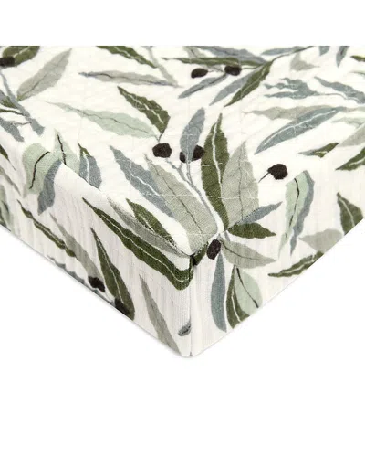 Babyletto Quilted Changing Pad Cover In Gots Certified Organic Muslin Cotton In Olive Branches