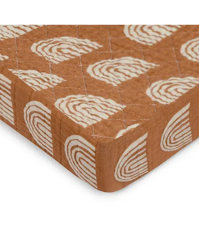 Babyletto Quilted Changing Pad Cover In Gots Certified Organic Muslin Cotton In Terracotta Rainbow