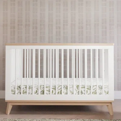 Babyletto Scoot 3-in-1 Convertible Crib In White,washed Natural