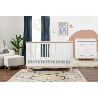 Babyletto Scoot Convertible Standard Nursery Furniture Set In White,washed Natural