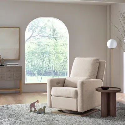 Babyletto Sigi Nursery Power Recliner And Glider | Electronic Recline, Usb Port, Water Repellent Eco-performan In Performance Beach Eco-weave