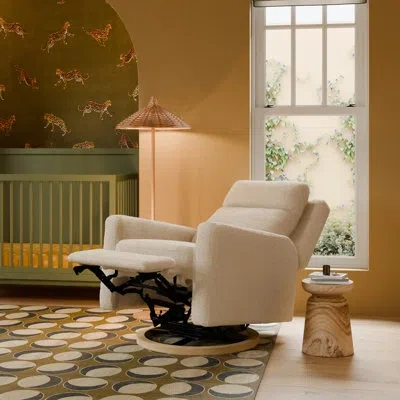 Babyletto Sigi Pro Power Recliner And Swivel Glider With Power Adjustable Headrest And Lumbar Support In Beige