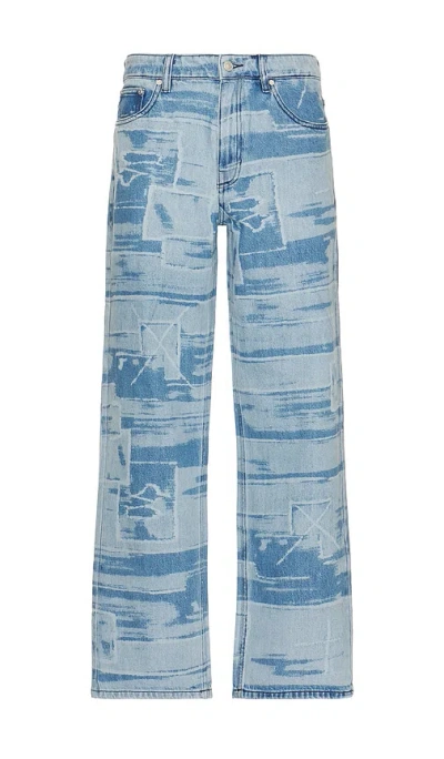 Babylon 5 Pocket Laser Printed Patched Pants In Blue